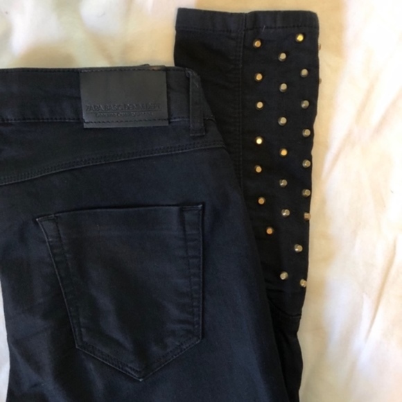 Zara Denim - Zara Black Jeans With Gold Embellished studs
